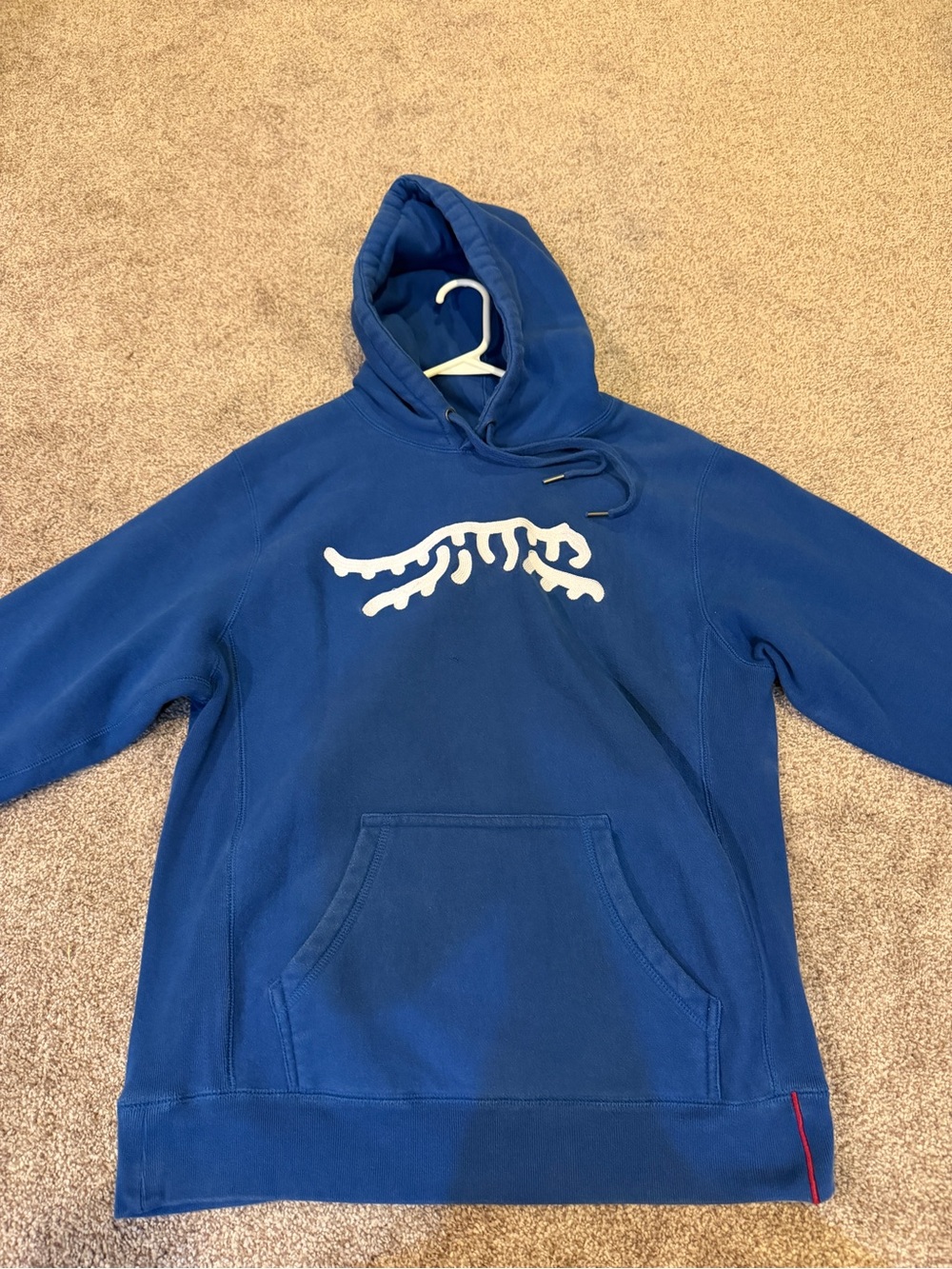 Blue Pullover Hoodie with White Graphic